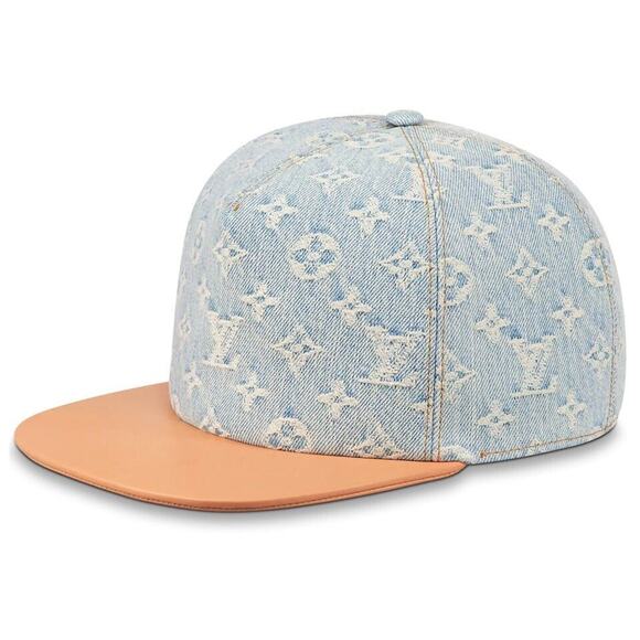 Louis Vuitton Monogram Legacy Cap Light Blue Denim LV Logo Sun Baseball Hat 58 - Picture 1 of 9
